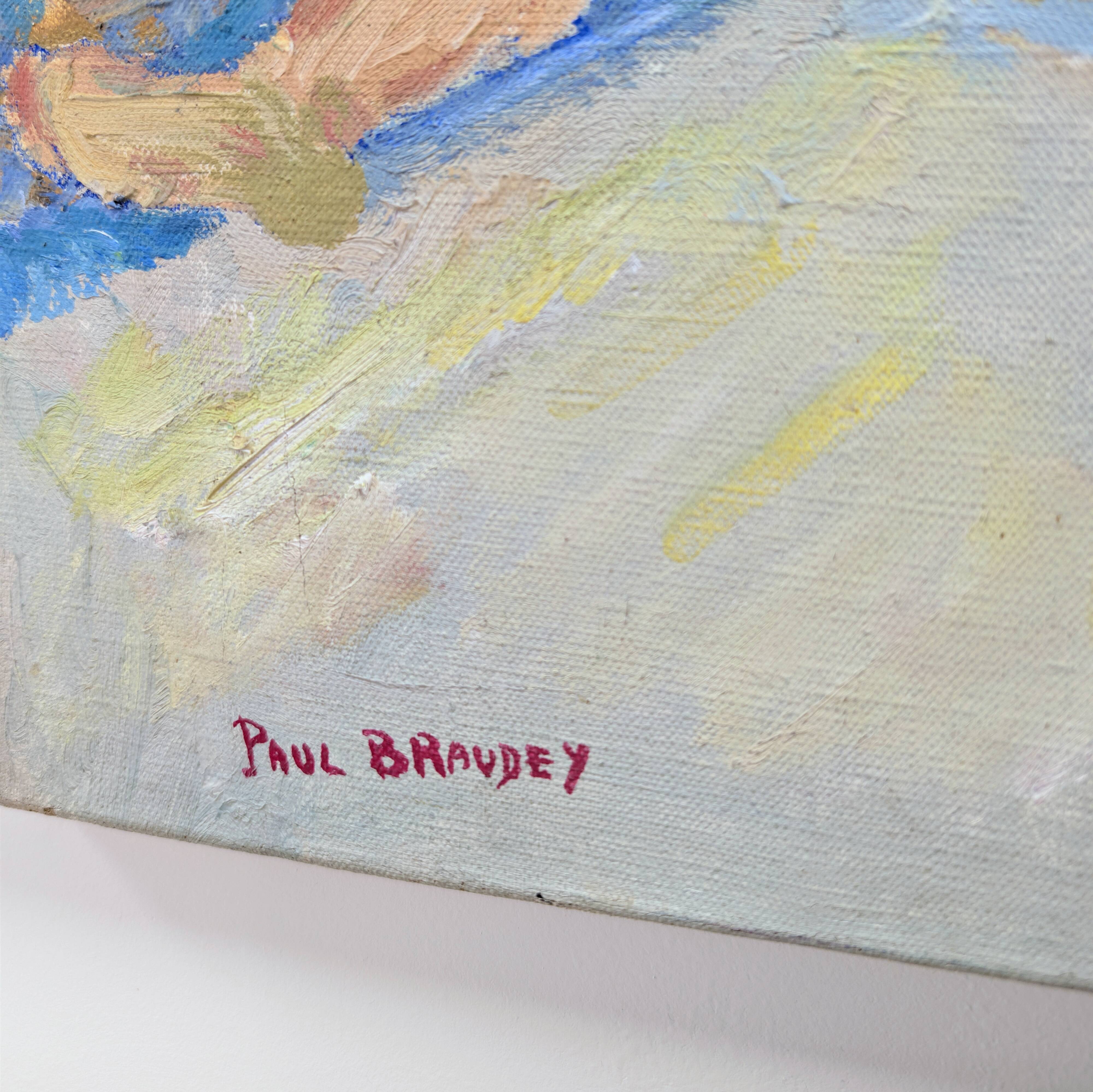 Canvas signed by Paul Braudey – Beach scene, oil on canvas 61 × 38 cm