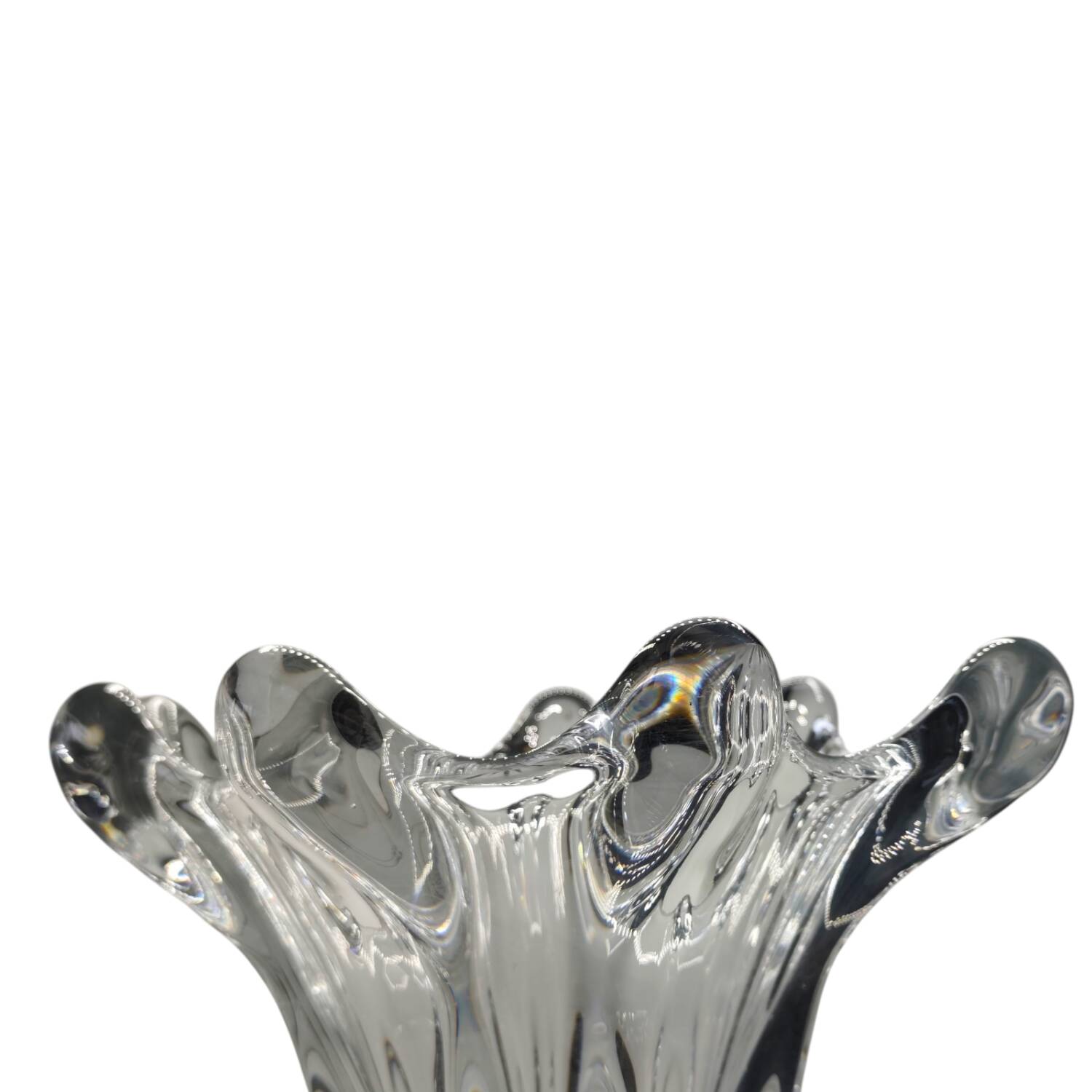 Vintage 1970s Vannes Crystal Vase - Sculptural Freeform Design