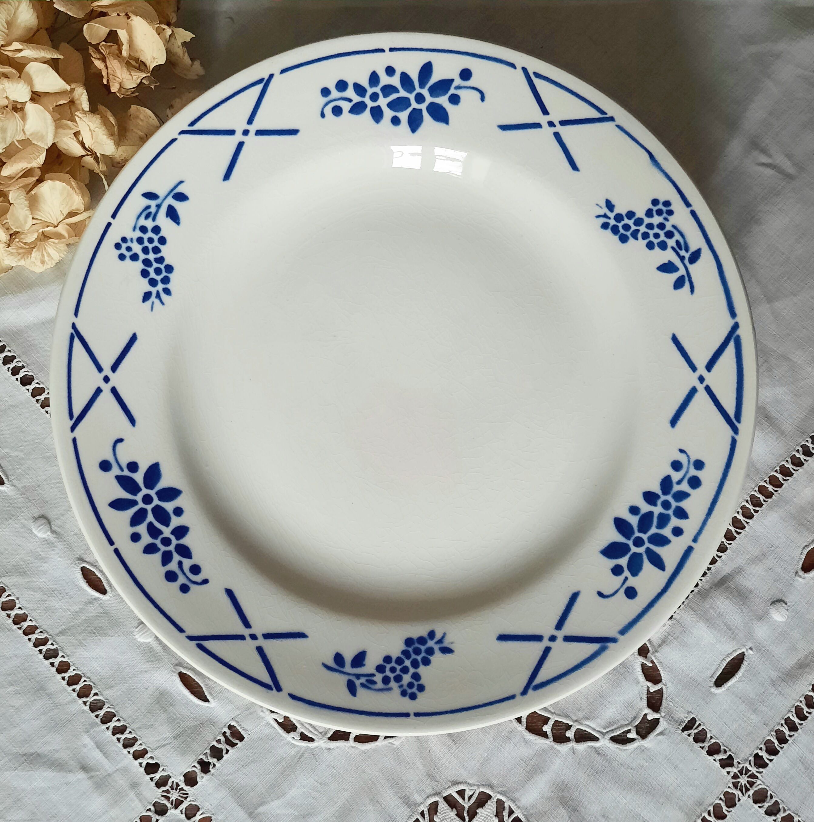 Old flat plates mismatched in earthenware