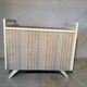 Coffre vintage tapissé, structure bois laqué blanc, années 60-70