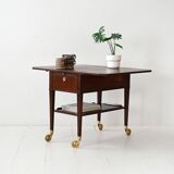 Vintage Scandinavian mahogany trolley 1940s with brass details
