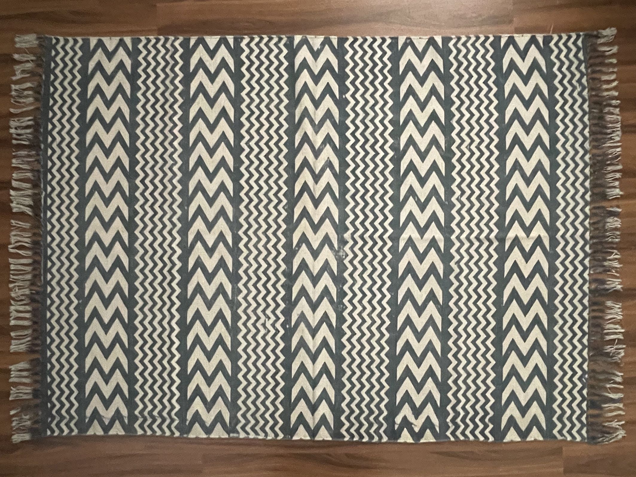 Cotton hand weaved hand block printed picnic rug