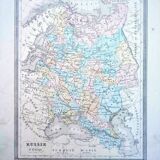 Russia, old map, printed in 1852.
