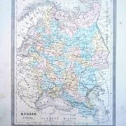 Russia, old map, printed in 1852.