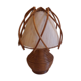 Rattan bedside lamp