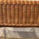 Vintage rattan and wicker ottoman 70s