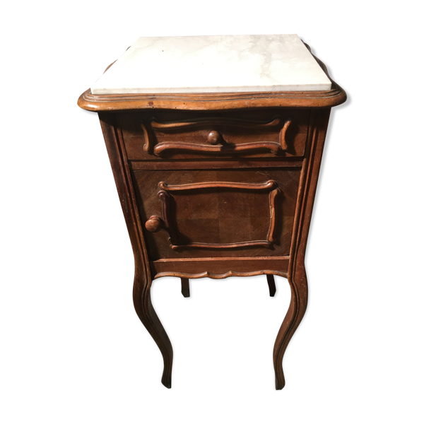 Table chevet noyer et marbre