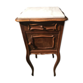 Walnut and marble bedside table