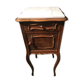 Walnut and marble bedside table