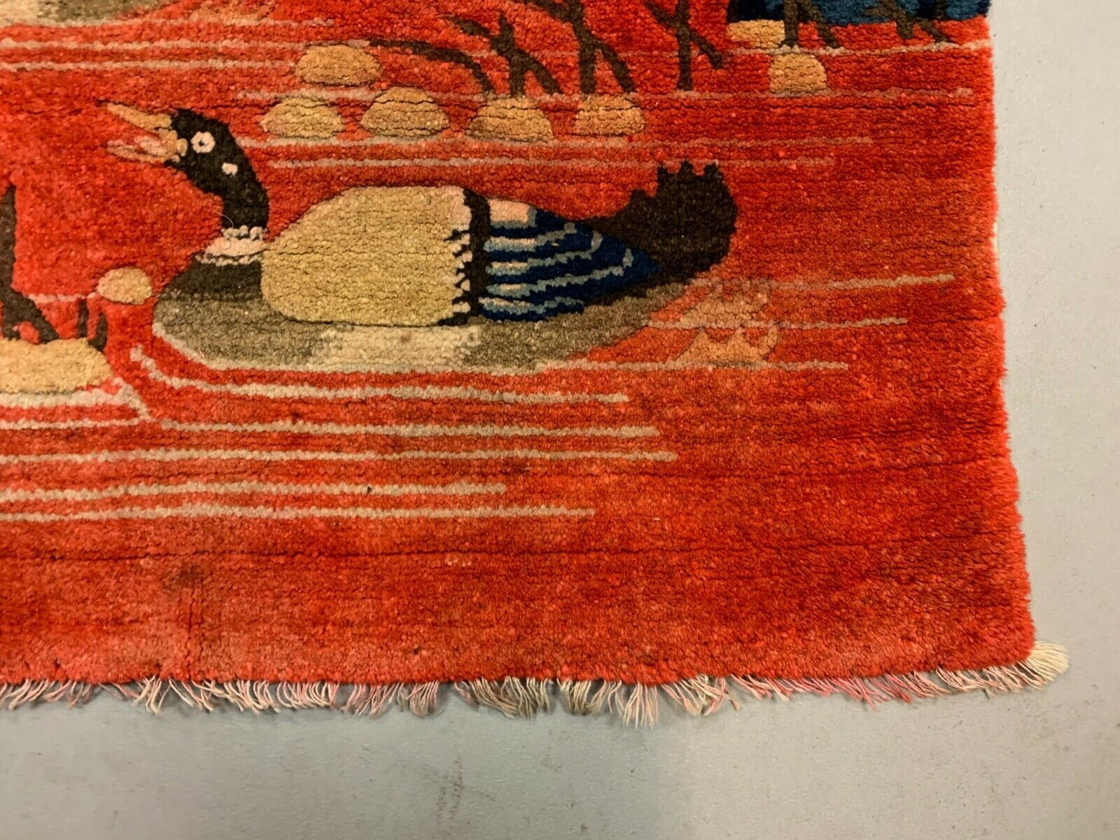 Antique Chinese Pao Tao Rug 125x70 cm, Wool, Red and Orange