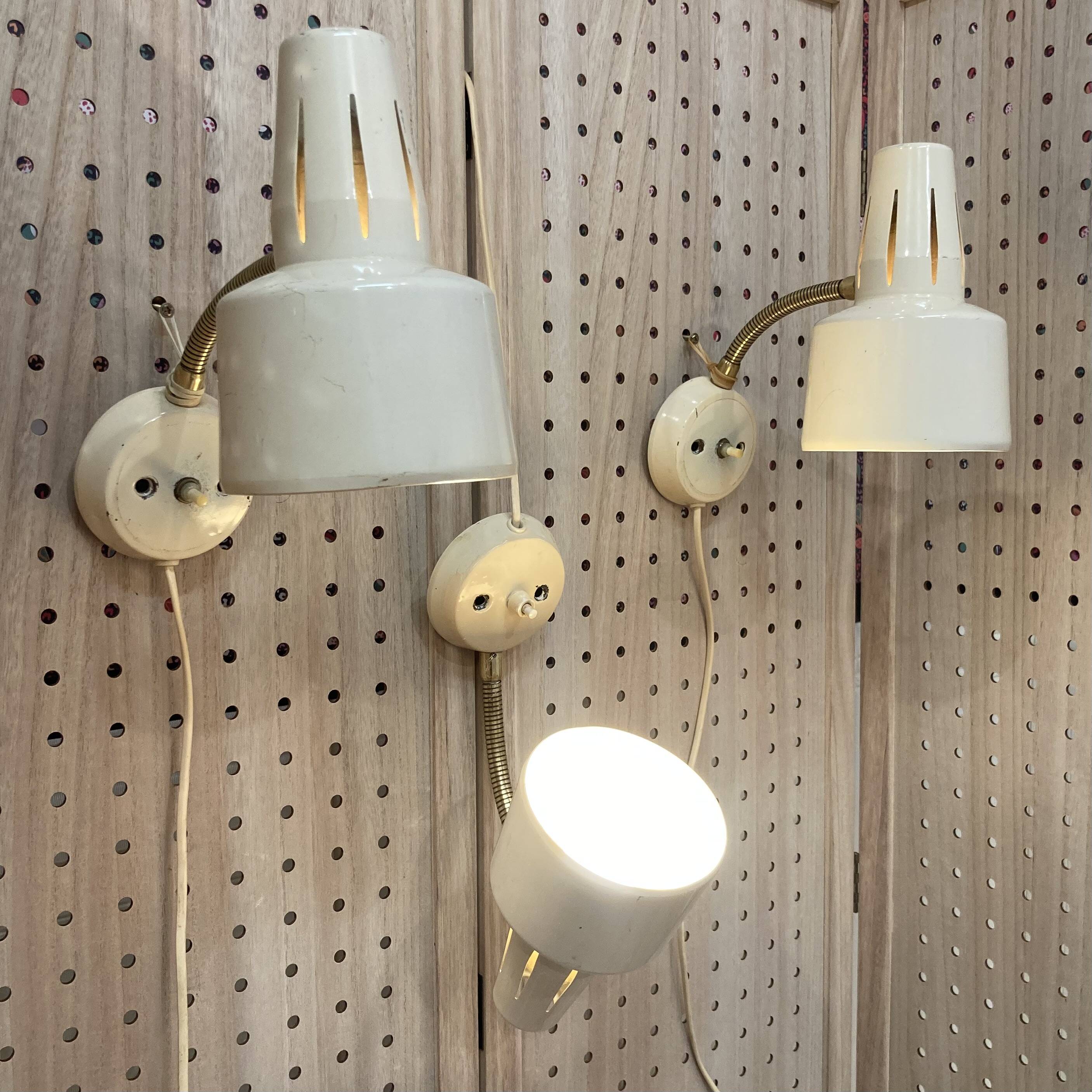 Trio of wall lights "scandinavian design" 1950.