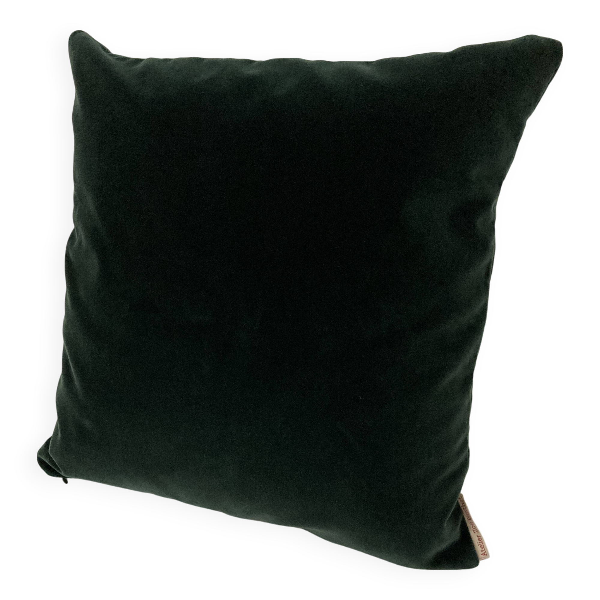 Forest green velvet cushion
