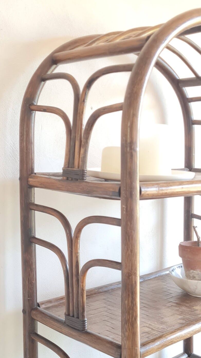 Vintage rattan library from the 70s