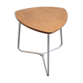 VINTAGE 1950 SIDE TABLE GUERIDON HETRE & ALUMINIUM DLG JACQUES HITIER 50S