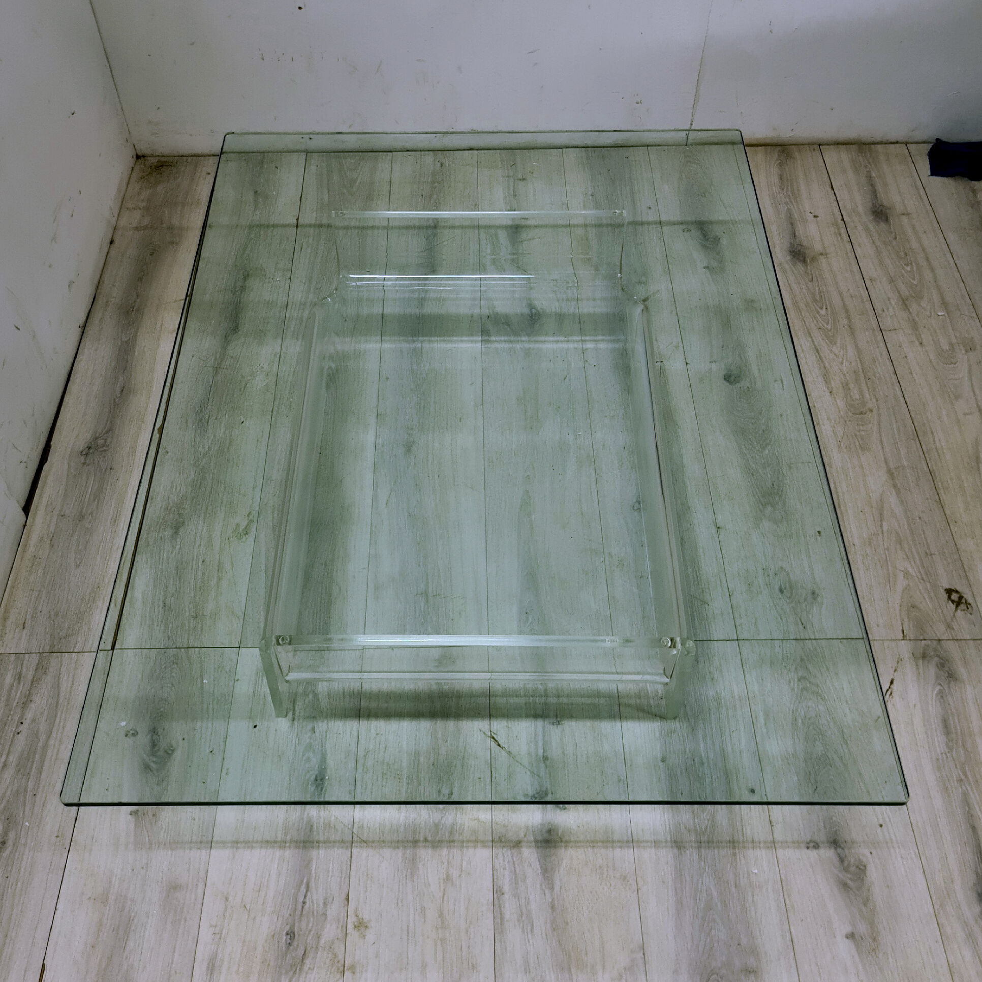 Space age lucite and glass coffee table, 1970s