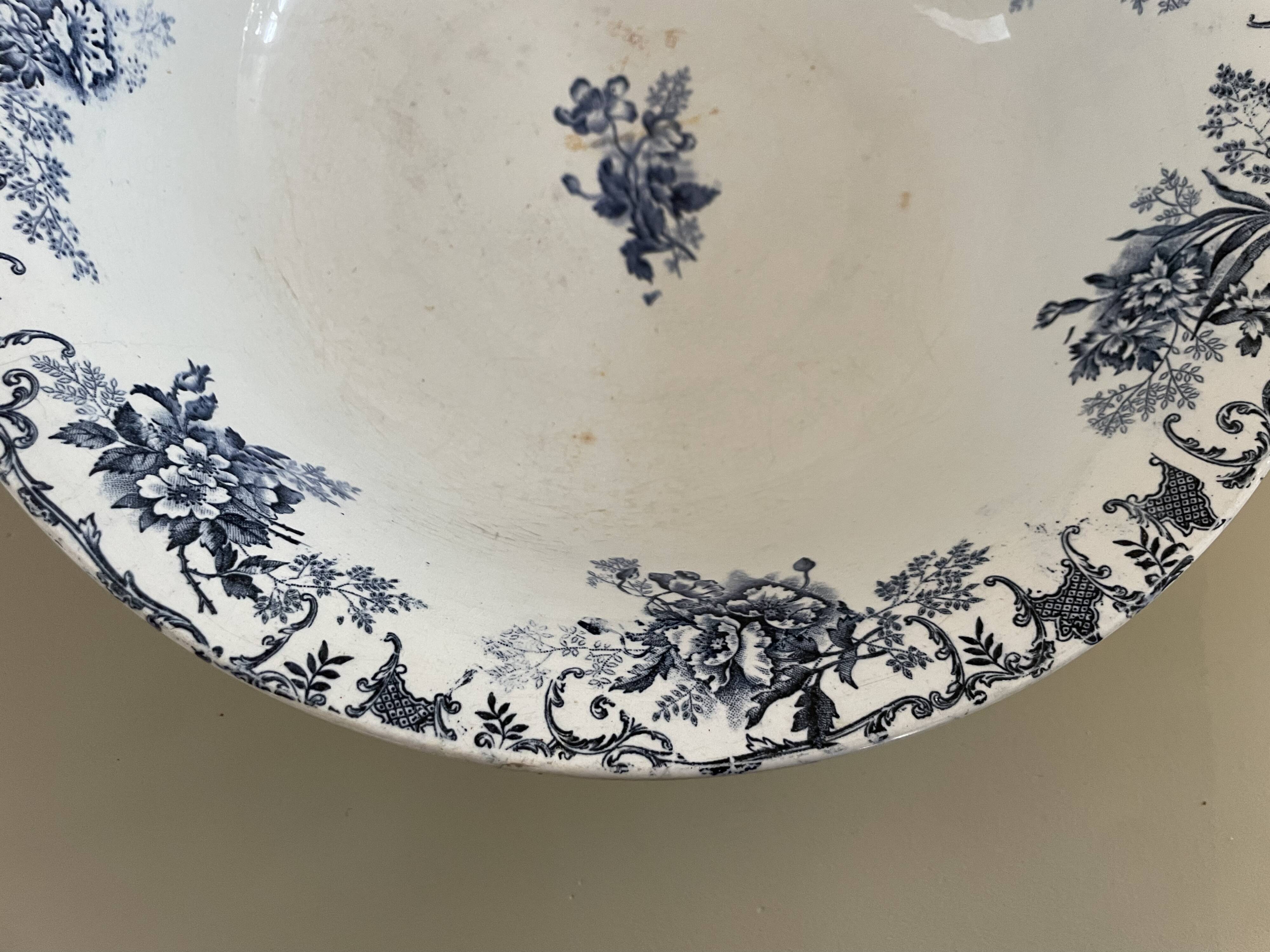 Boulenger blue ironstone salad bowl with Floréal pattern