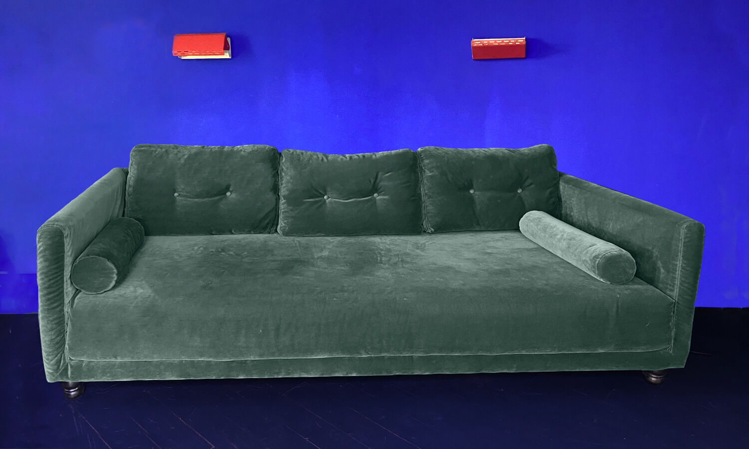 Green velvet sofa 3 places