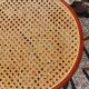 3 wooden bar stools with caning
