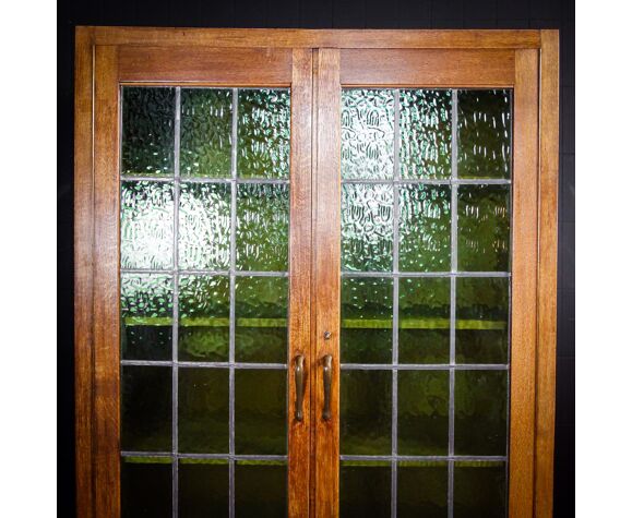 Antique Bookcase With Stained Glass Doors Brown Green 19s Selency Antique Bookcase With Stained Glass Doors Brown Green 19s Selency