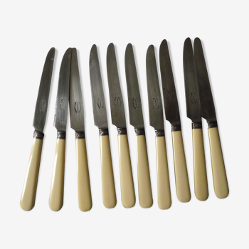 Set of 10 dessert knives or silver cheese from Boulenger.