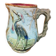 Majolica pitcher depicting a heron, 1900