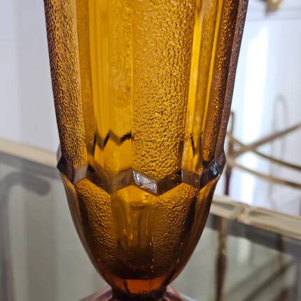 Vintage Art Deco amber glass vase - 1930s