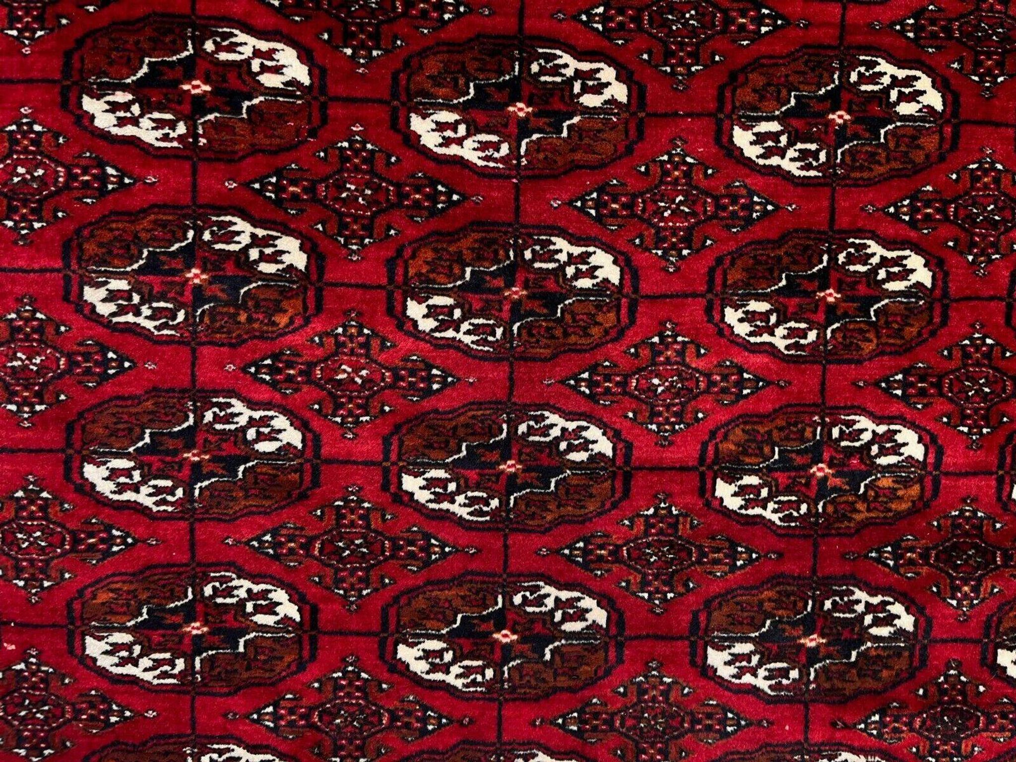 Antique Turkmen Tekke main carpet, 302x245 cm Turkoman Bokhara red black 2504