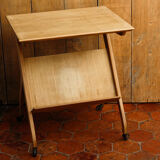 Ancienne desserte scandinave en bois blond