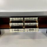 Italian Midcentury Black and Silver Leaf Sideboard, 1950s