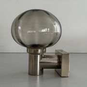 Set of 3 grey glass and chrome wall lights from the mid-century by N Leuchten, 1960s, Germany.