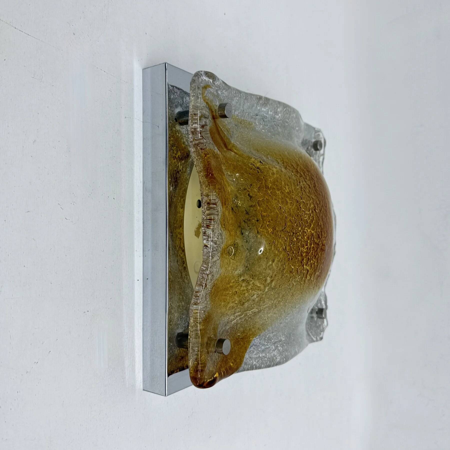 Vintage Murano glass abstract wall sconces from Mazzega, Italy, 1960s