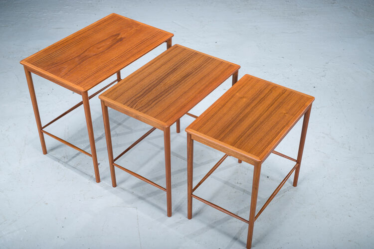 Mid-cenury teak nesting tables by Kai Winding for Poul Jeppesens