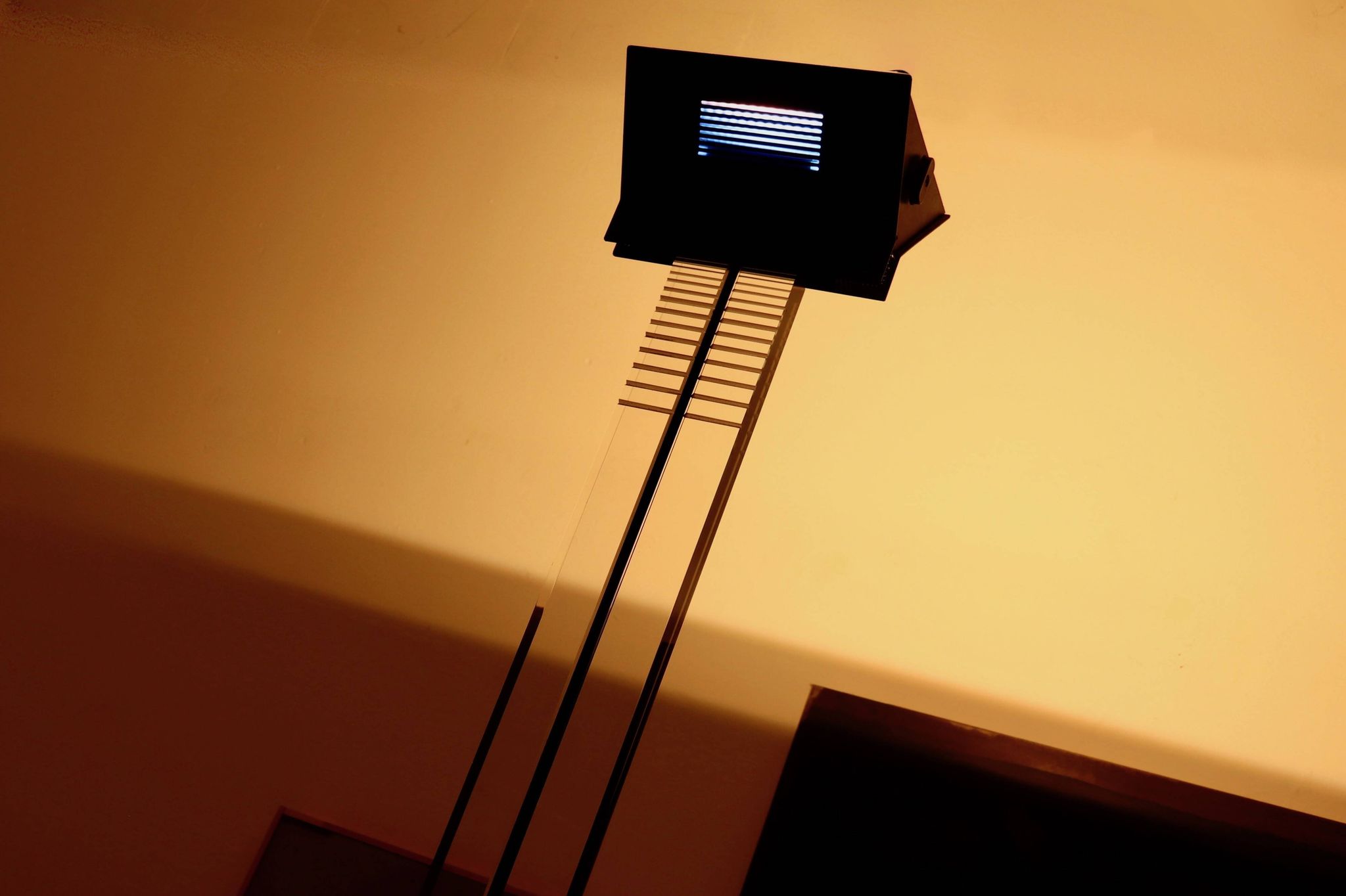 Italian Postmodern Lucite and Steel Uplighter Floor Lamp 1980s