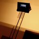 Italian Postmodern Lucite and Steel Uplighter Floor Lamp 1980s