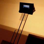 Italian Postmodern Lucite and Steel Uplighter Floor Lamp 1980s
