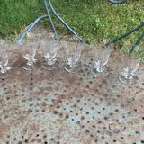 6 clear glass wine glasses with antique chiseled flower pattern