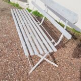 Folding garden bench in iron and old wood - 1950s
