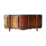 4-door walnut bahut, green marble top