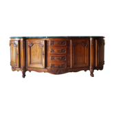 4-door walnut bahut, green marble top