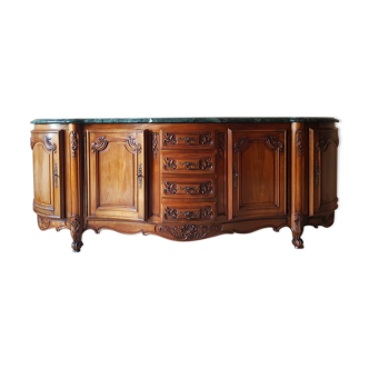 Bahut en noyer 4 portes dessus marbre vert