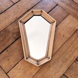 Small vintage beveled wooden wall mirror