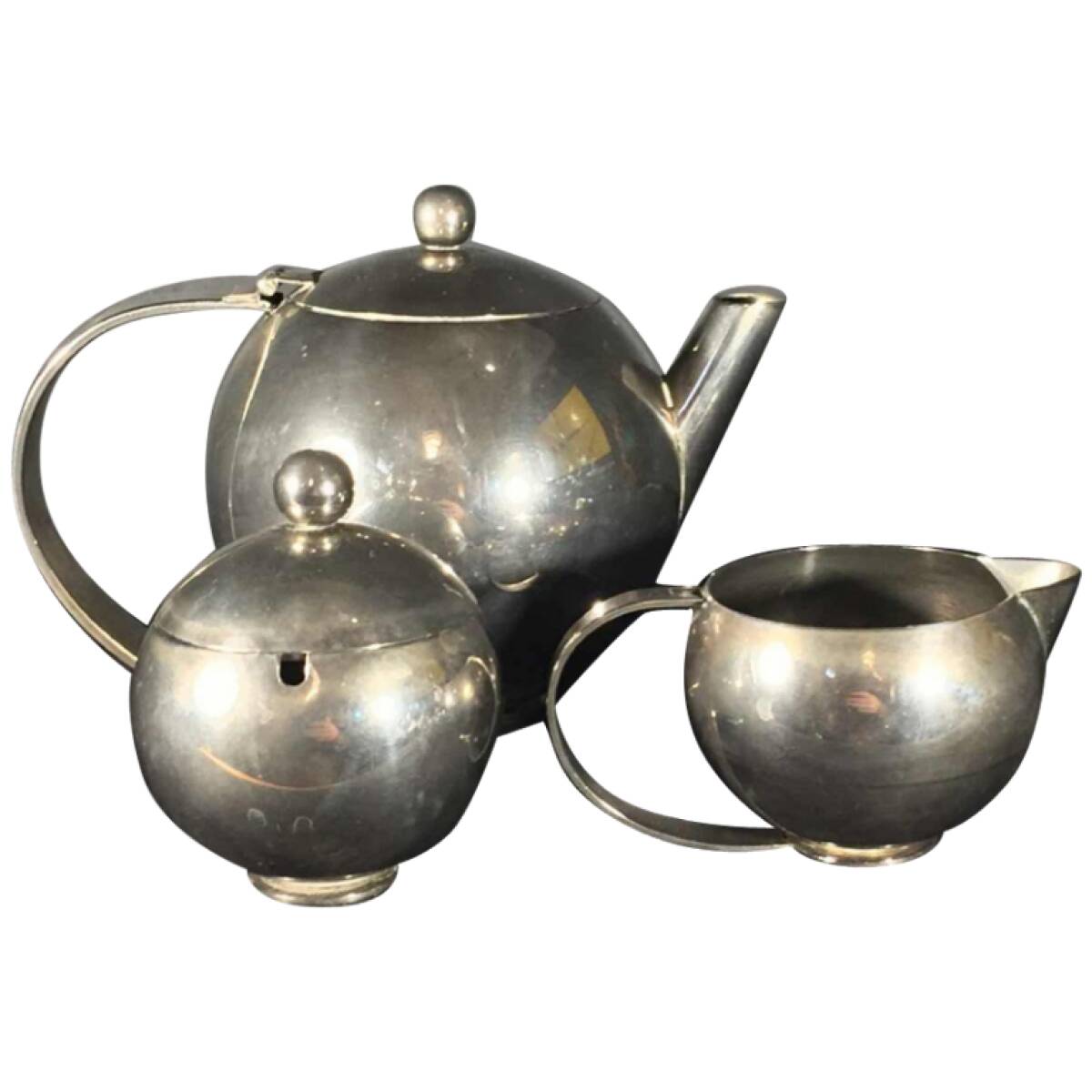 Silver-plated Tea/Coffee Service in Art Deco Modernist Design, circa 1940
