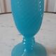 Turquoise blue serrated opaline vase