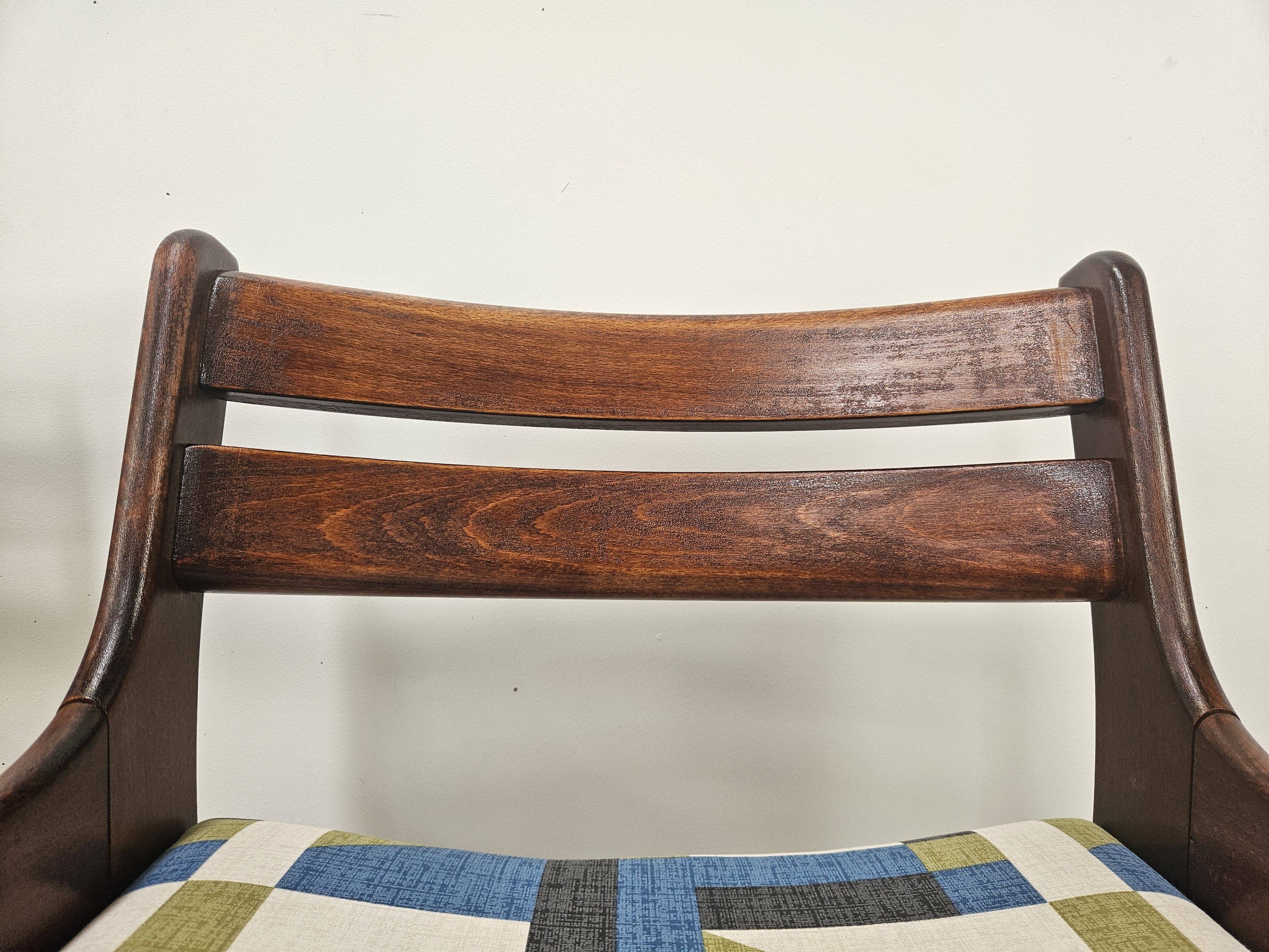 Chaises de salle à manger des années 70 en hêtre et tissu Space Age