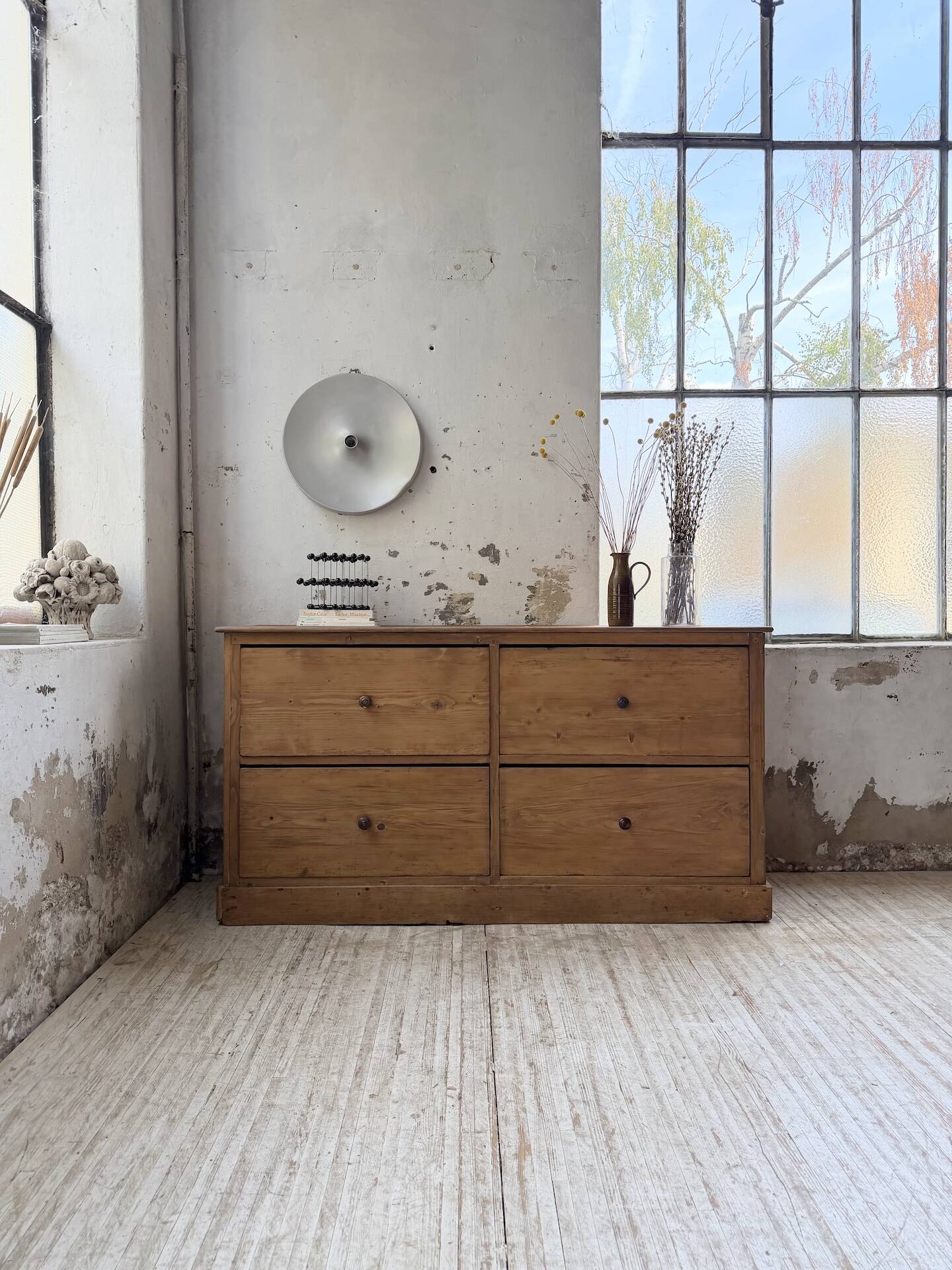1950s pine workshop furniture 175cm