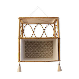 Rattan and bamboo shelf Years 60-70 revamped