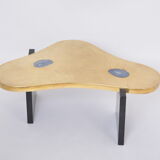 Etched Brass coffee table with Agathe Stones in the style of Lova Creation