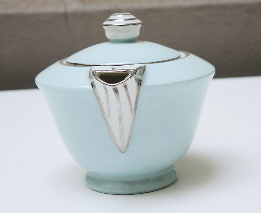 Art deco porcelain teapot and sweetener: maison cambet lyon