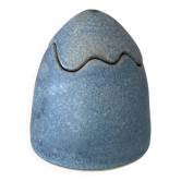 Vintage Ceramic Egg Box – Blue Stoneware Trinket Box