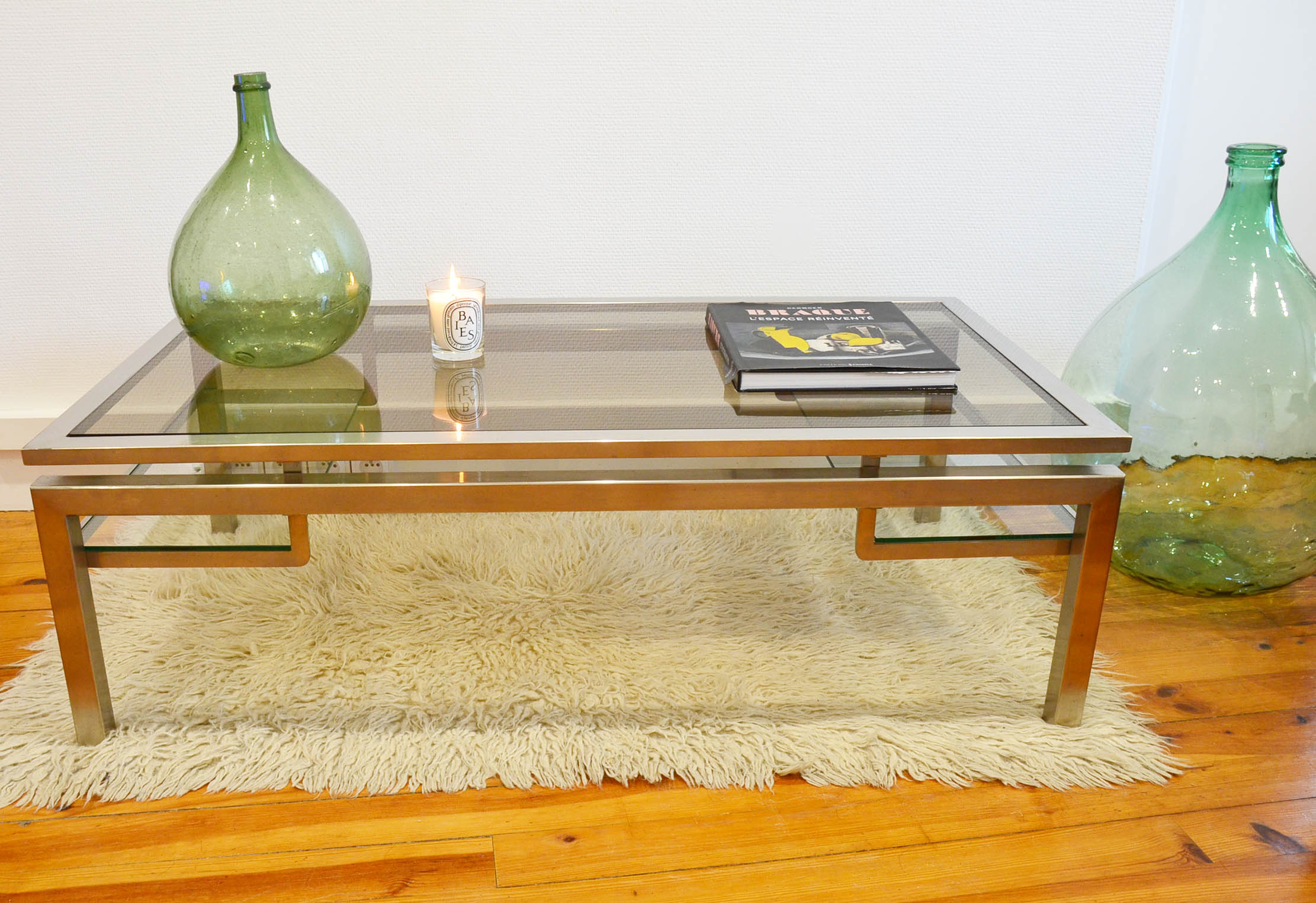 Jansen House coffee table by Guy Lefèvre steel glass 1970